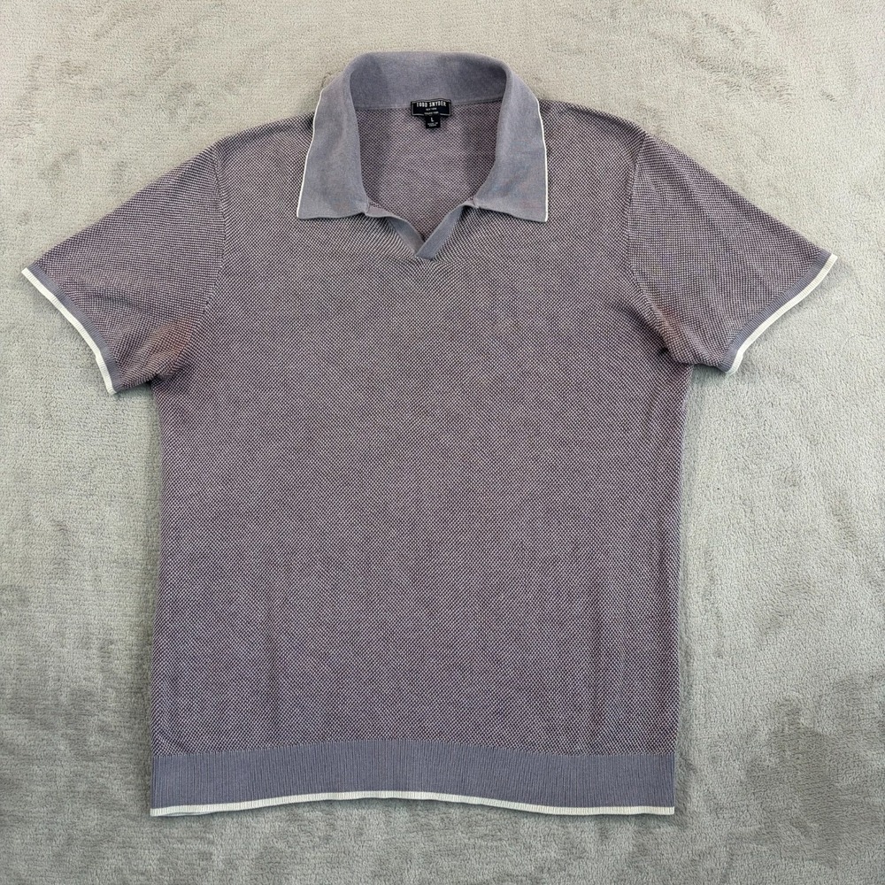 Todd Snyder Johnny Collar Sweater Polo Men Large Multi Geometric Silk Blend $179
